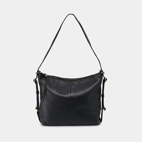 Emily Convertible Backpack In Pebbled Leather - Black Compact Design Travel Accessory