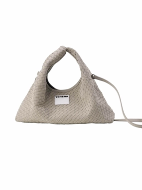 (Elephant Grey)Small Hobo Bag-TENERA Handwoven Suede Collection Urban Journey