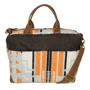 Poppi Premier Purse: Special Edition Charcoal Waxed Canvas/Blue and Orange Wool understated look