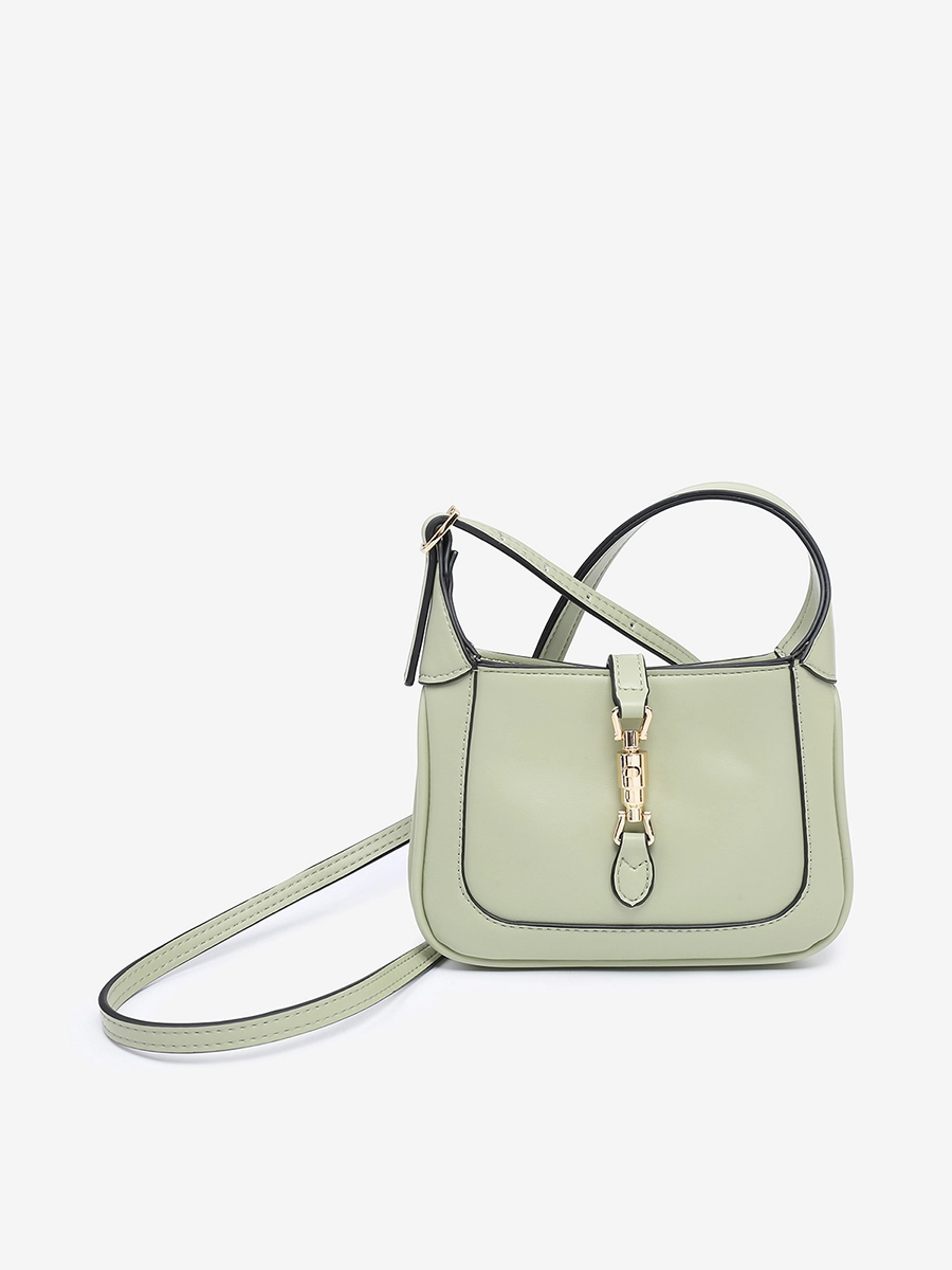 Stelliana Vegan Metal Lock Crossbody Fashion Finish Statement Design