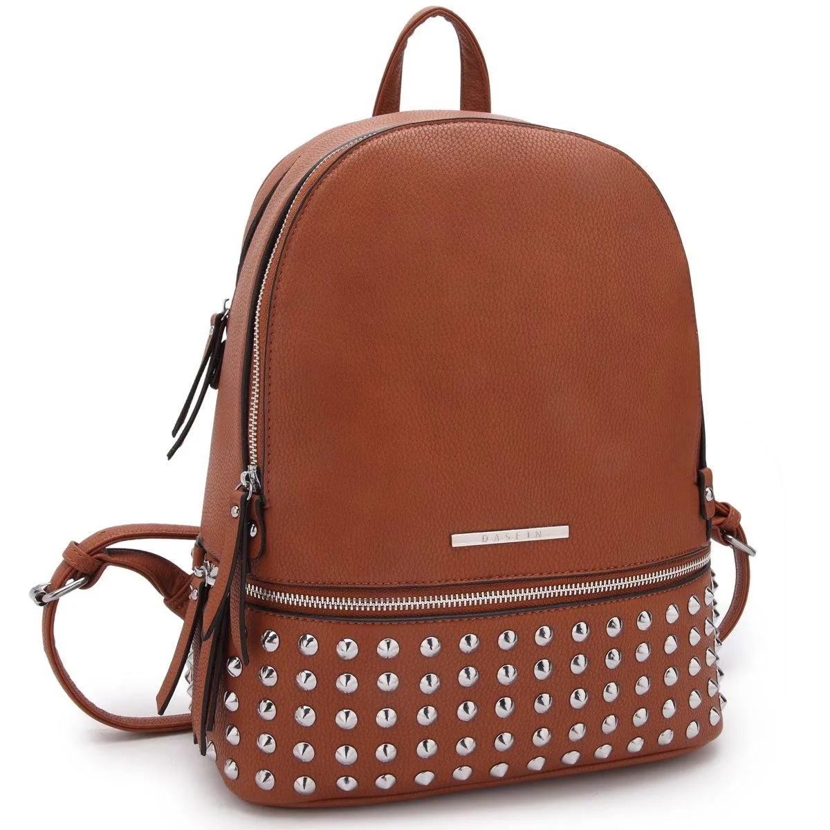 Dasein Medium Faux Leather Spiked Studded Backpack Rugged Construction