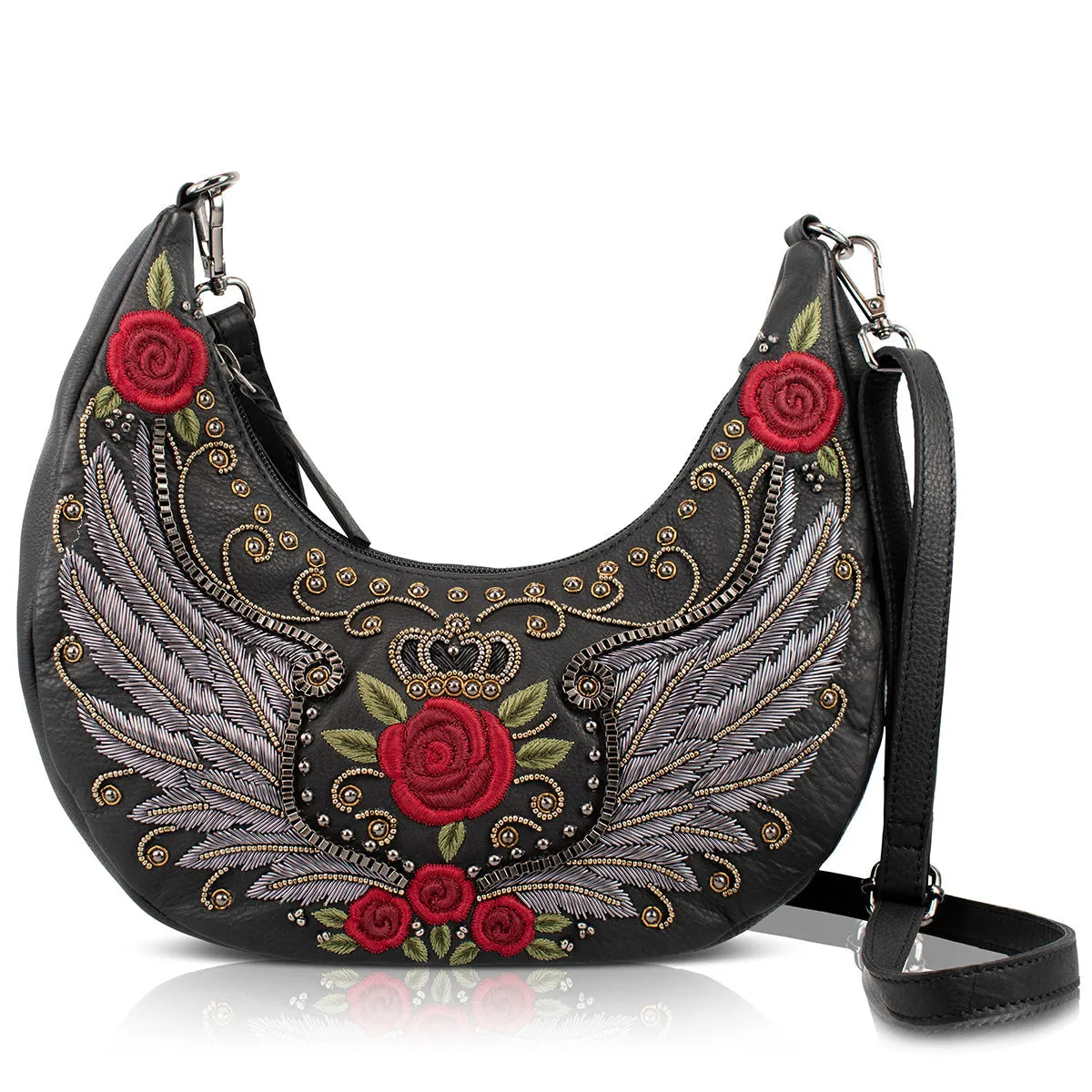 Elegant Functionality Urban Street Wings and Roses Shoulder Handbag