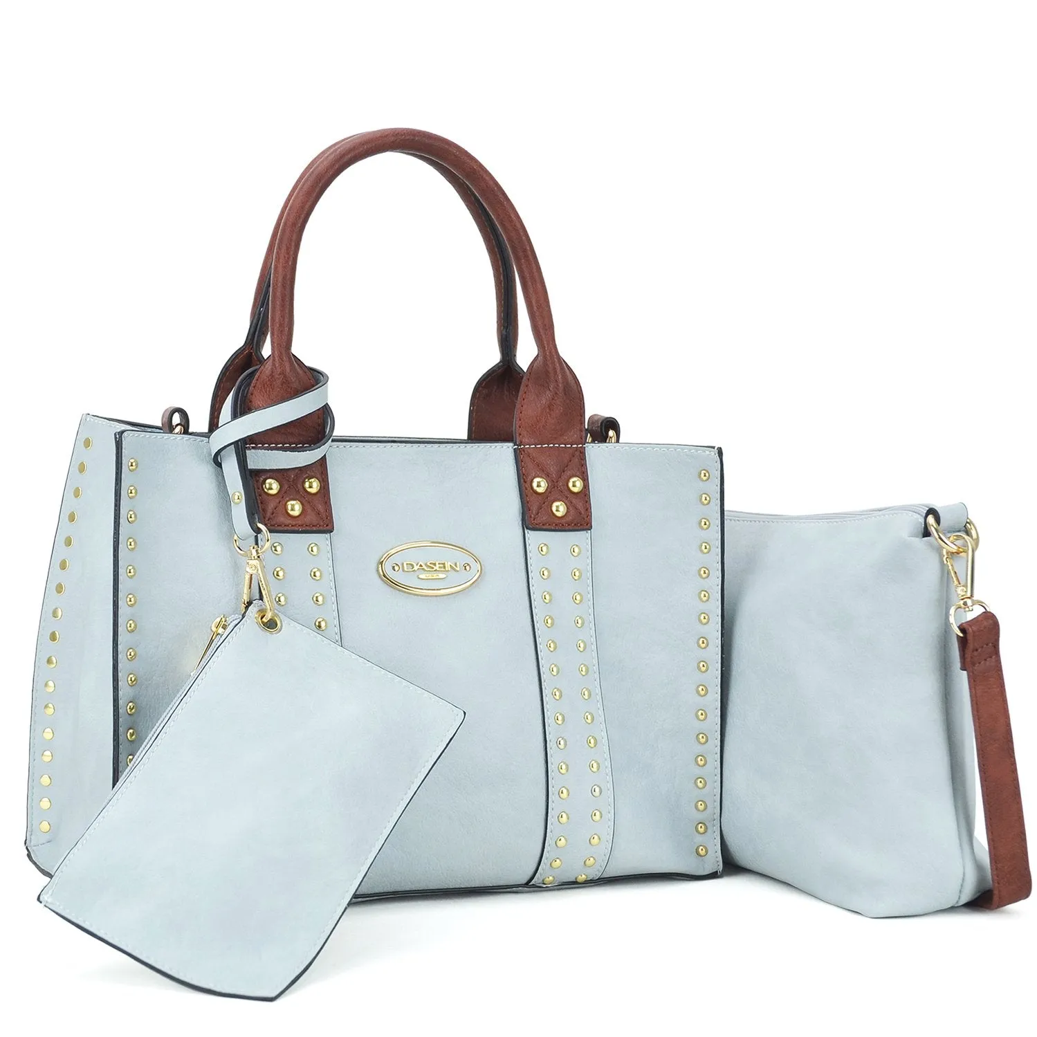 Contemporary Mood Soft-touch work tote Studded 3-in-1 Top Handle Tote Handbag l Dasein