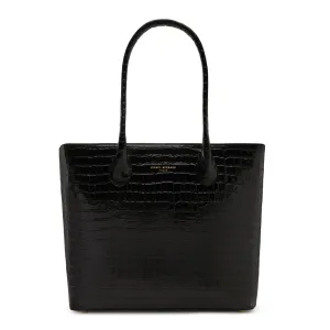 Smart option Honor?? Lysanne croco black calfskin leather shopper
