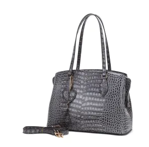 Brangio Luxe Croc-Embossed Tote Bag Compact Organizer Canvas texture