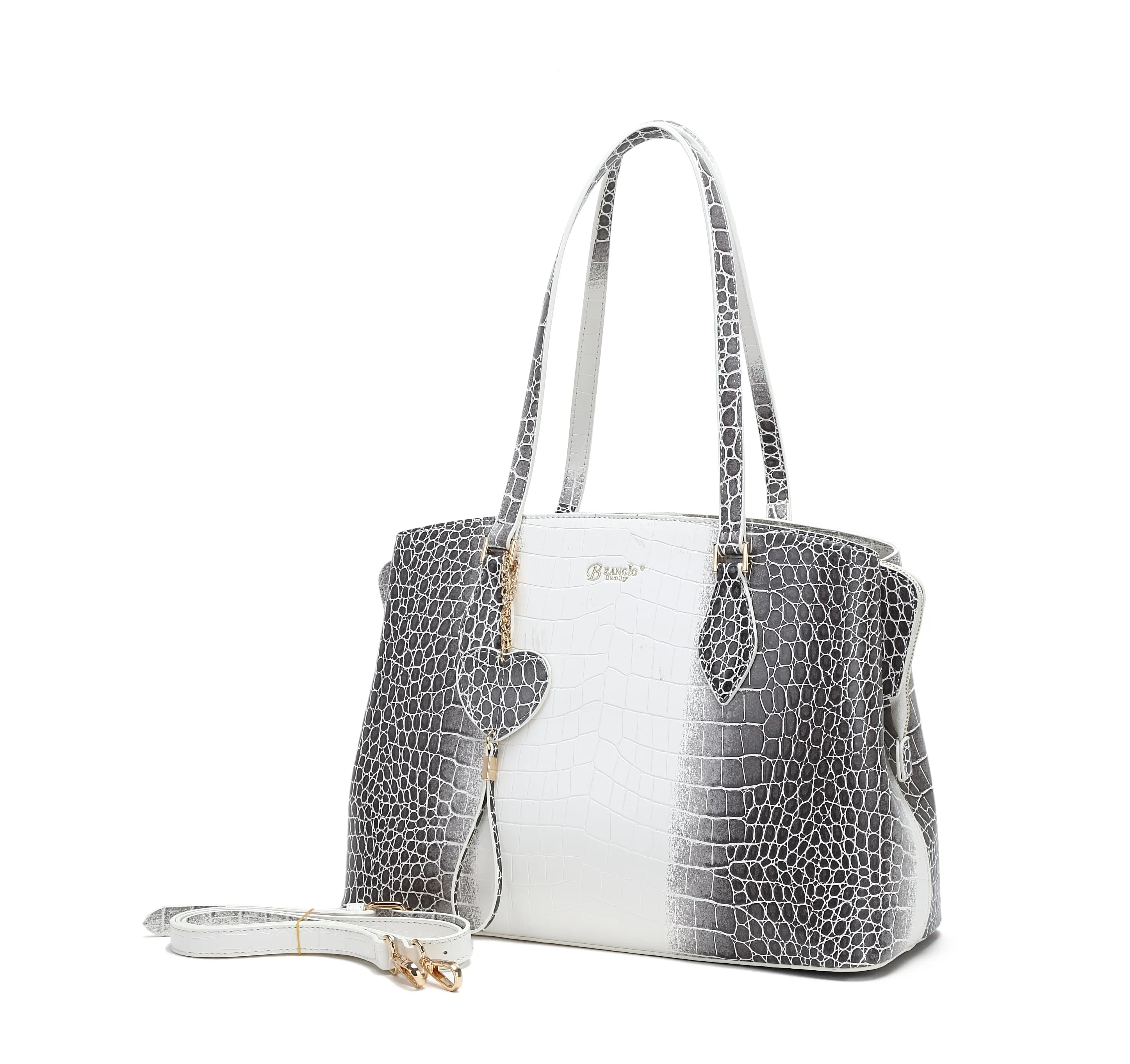 Gold Hardware Brangio Luxe Croc-Embossed Tote Bag
