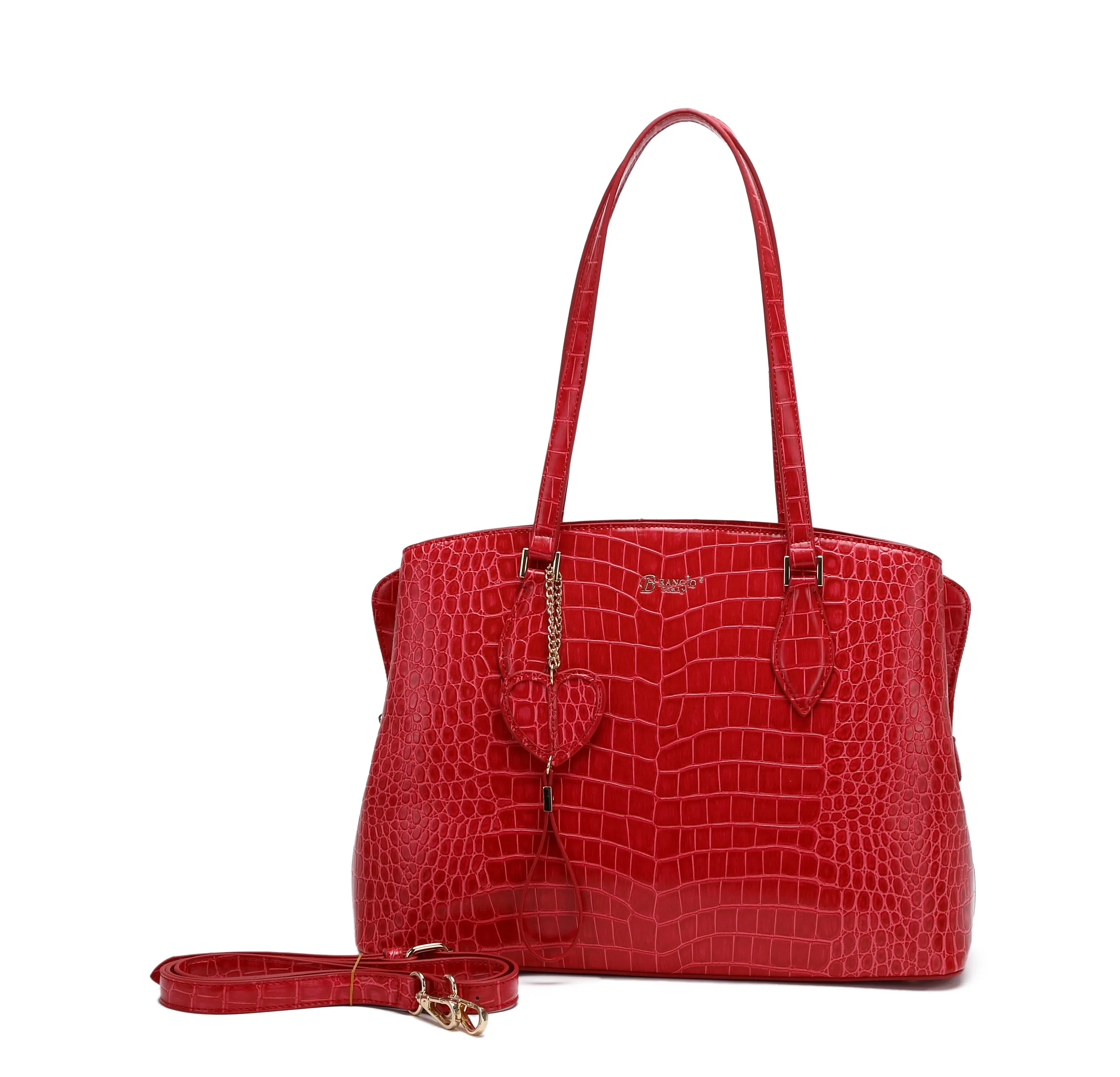 Brangio Luxe Croc-Embossed Tote Bag Removable Strap