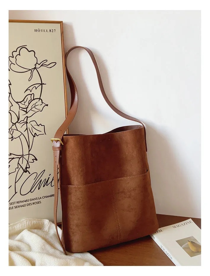 Compact Everyday Elena Handbags Soft Suede Shoulder Bag