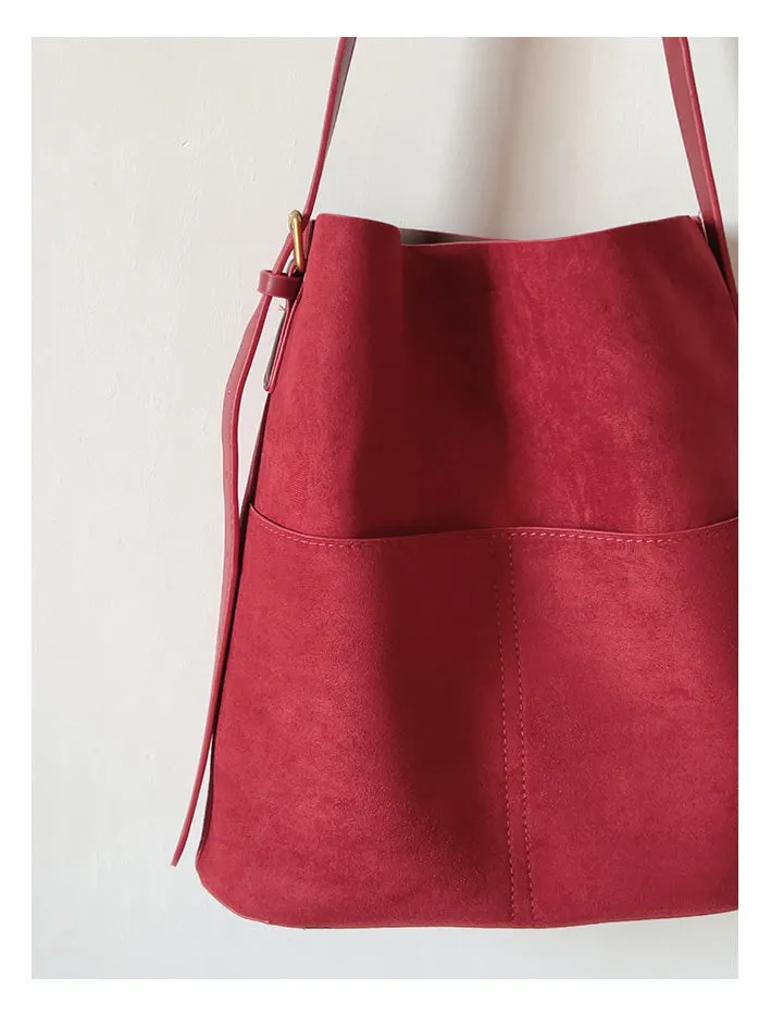 Timeless Simplicity Refined Look Elena Handbags Soft Suede Shoulder Bag