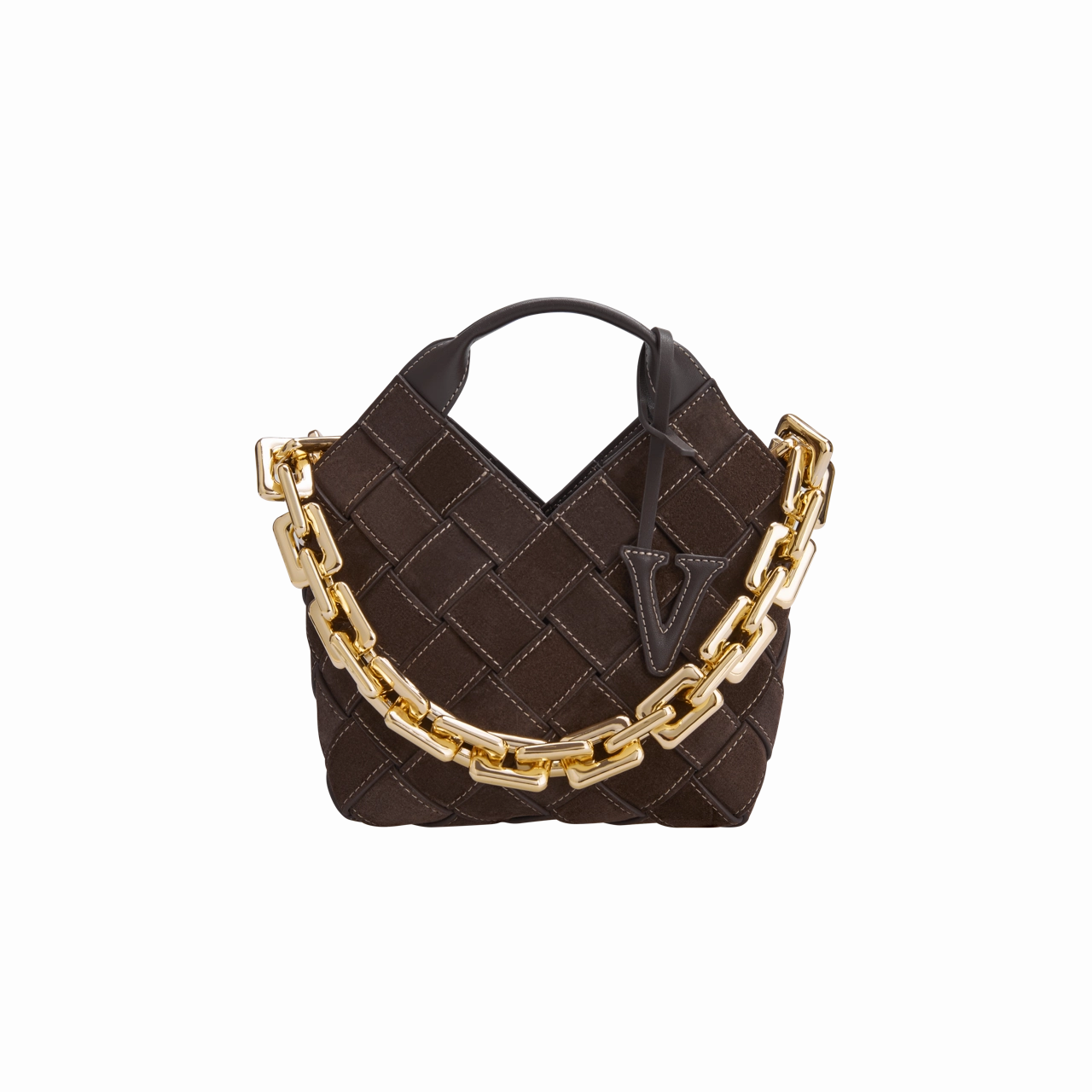 Espresso Suede Woven Basket Bag Functional Reliability