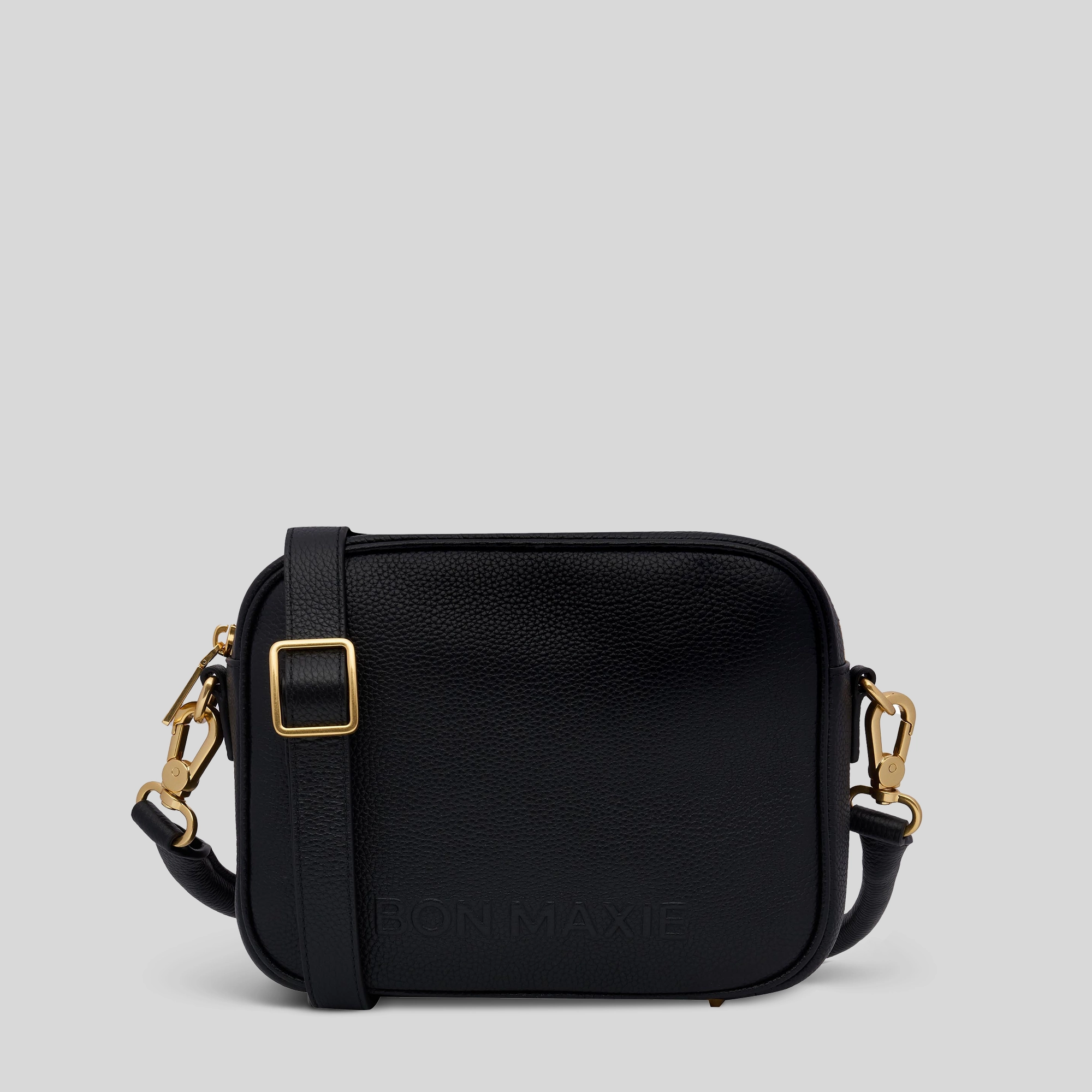 Sidekick? Crossbody Bag in full-grain pebbled leather -- Black Elegant Minimal Design Polished Detail