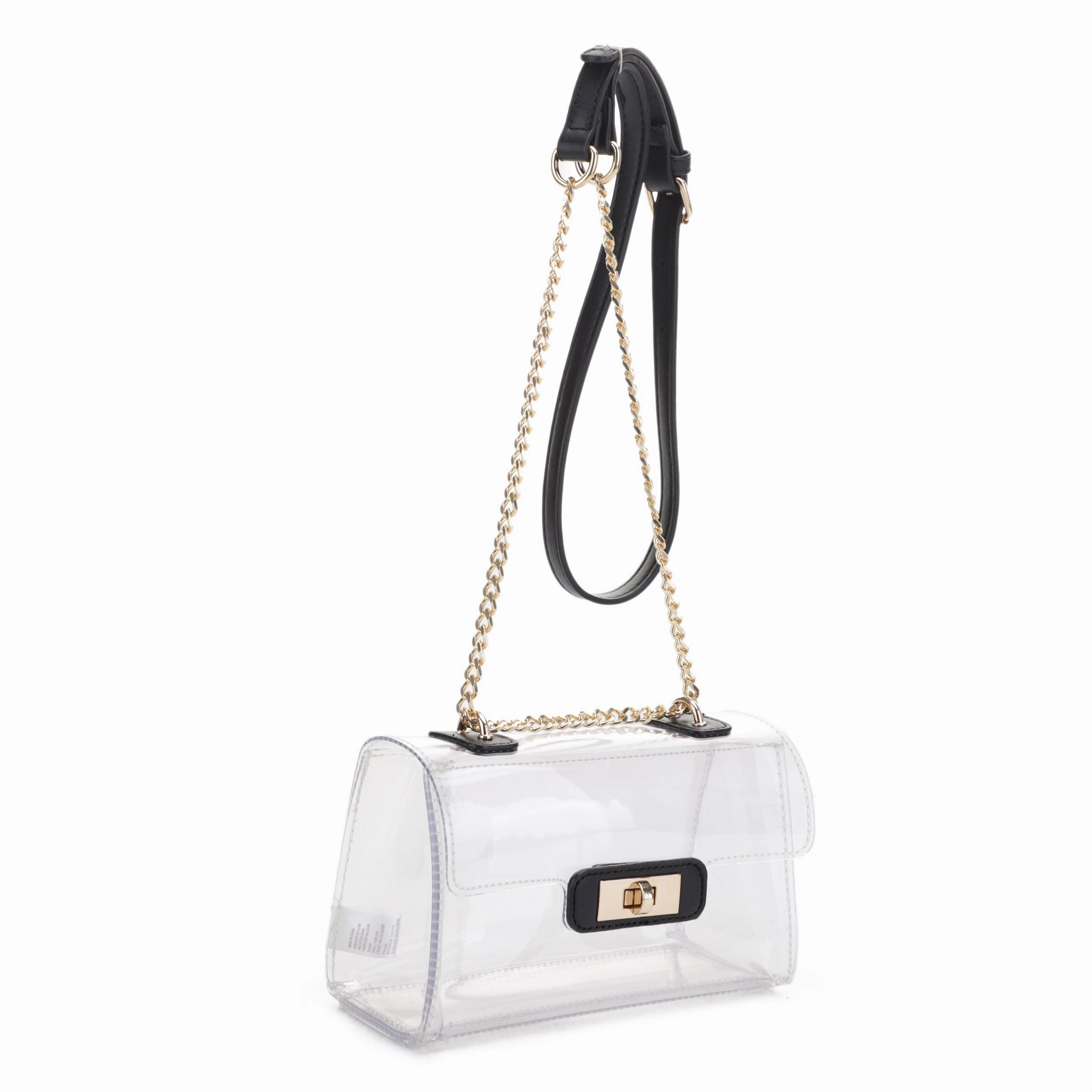 Minimal Look Avery Turn Lock Hardware Clear Crossbody