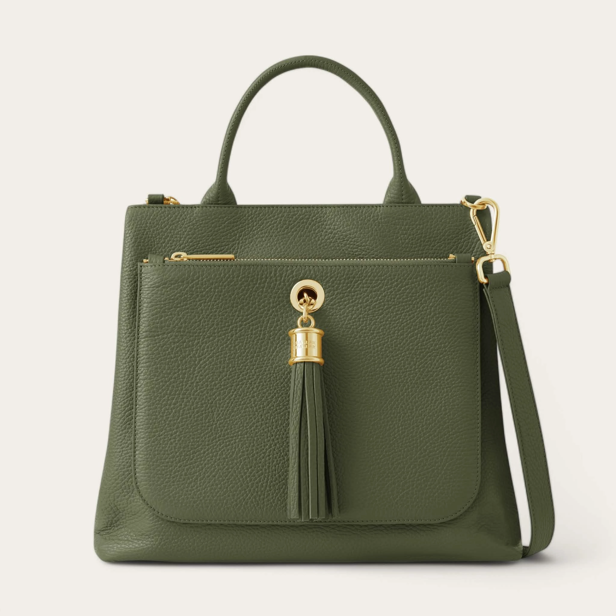 Street Functionality Compact Shape Dahlia Tote | Olive with Gold hardware