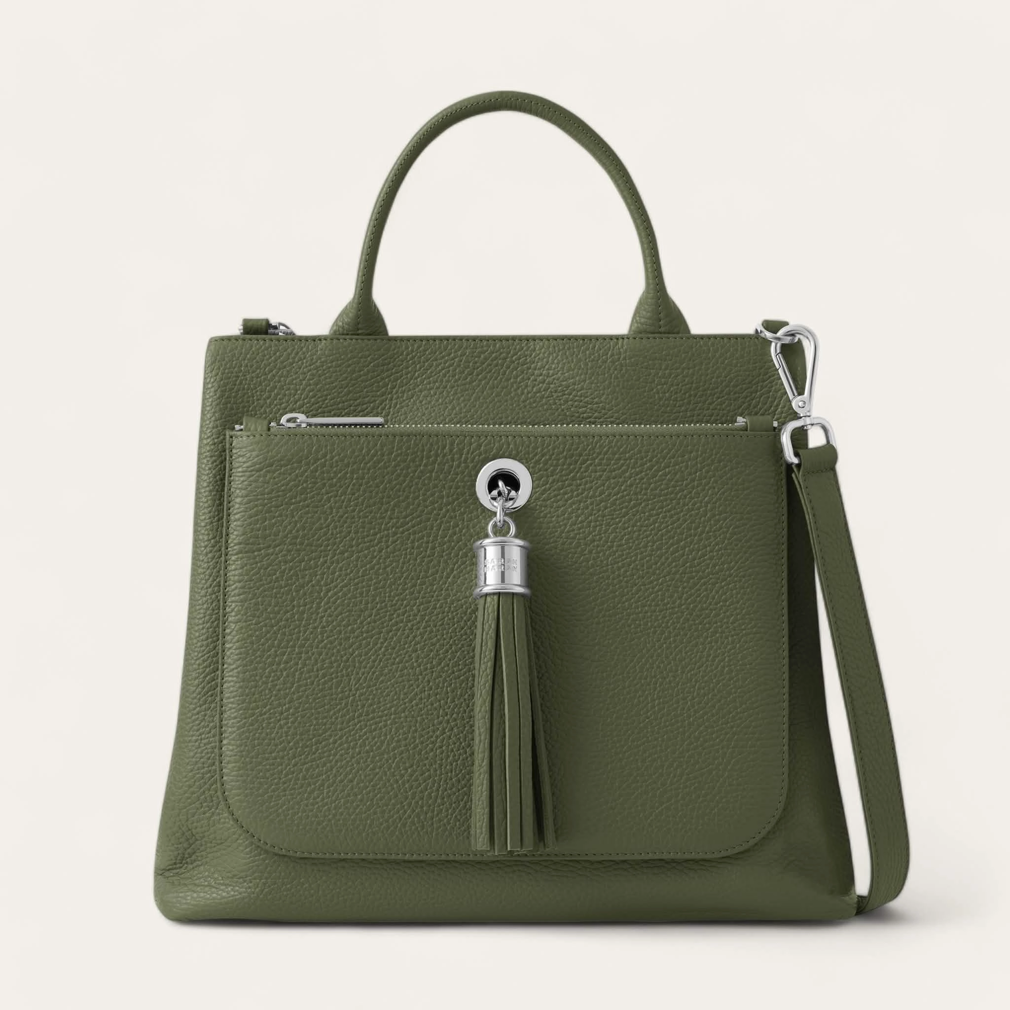 Contemporary Touch Casual Everyday Dahlia Tote | Olive with Silver hardware