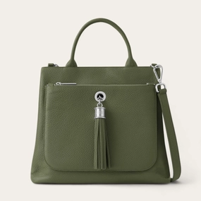 Contemporary Touch Casual Everyday Dahlia Tote | Olive with Silver hardware