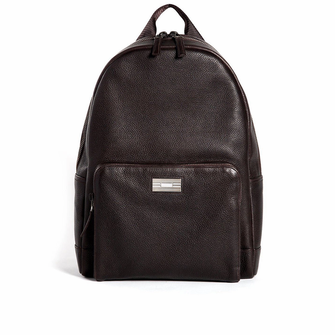 Stuart Backpack - Dark Brown Leather Smart Travel Trendy Carry