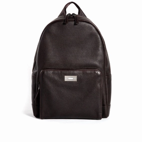 Stuart Backpack - Dark Brown Leather Smart Travel Trendy Carry