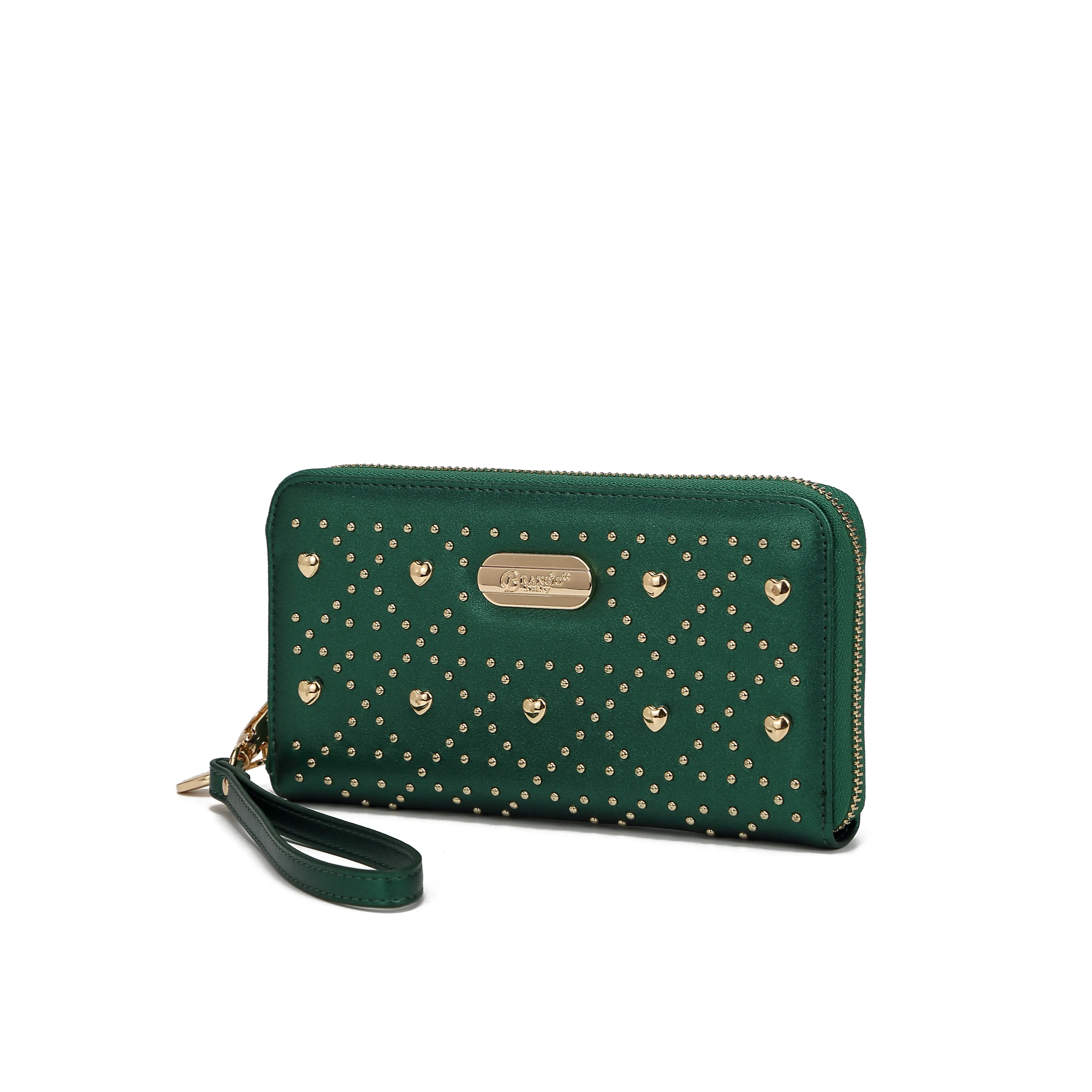 Brangio Glamorous Studded Wristlet Wallet Sleek Detail