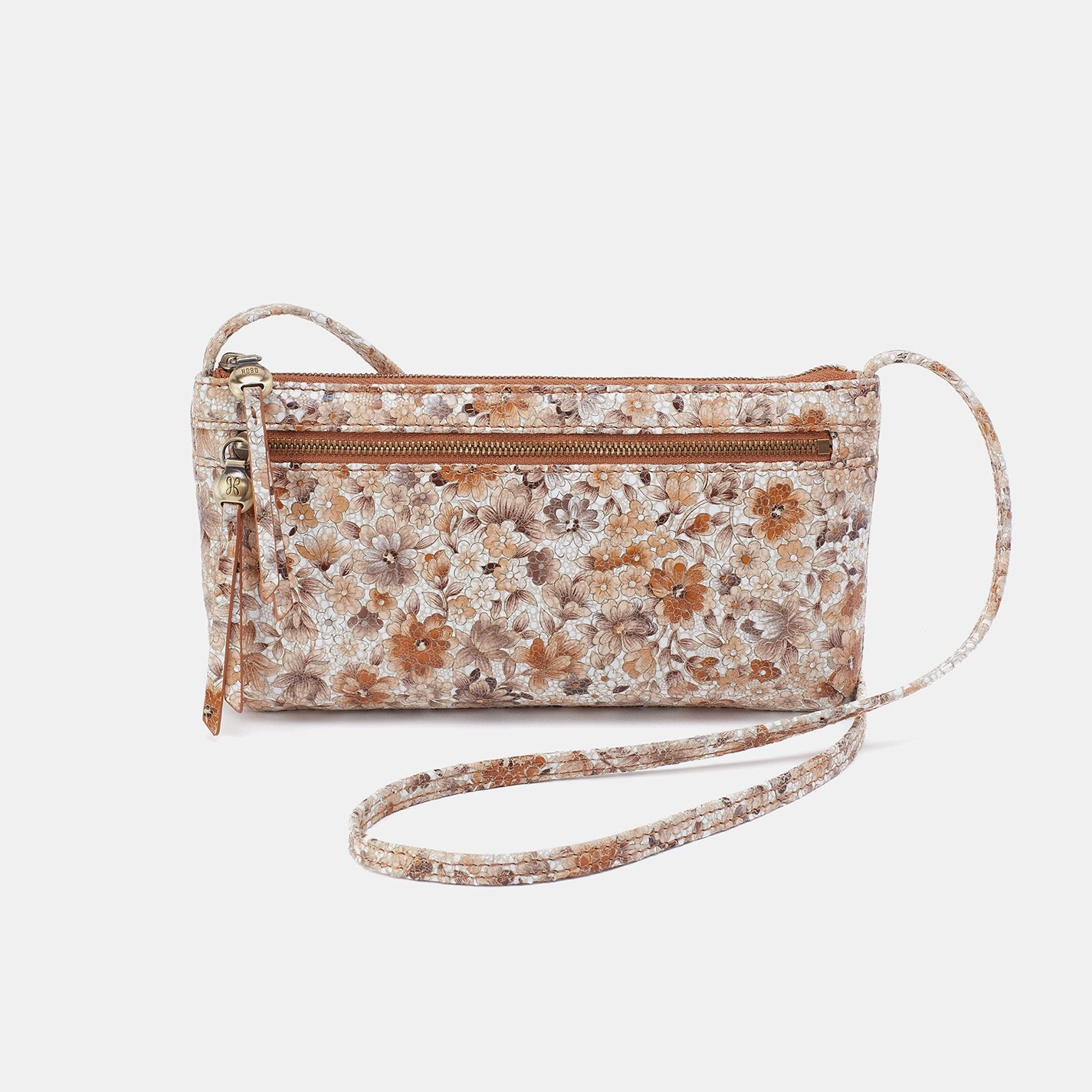 Cara Crossbody In Printed Leather - Sepia Bloom Comfort Journey