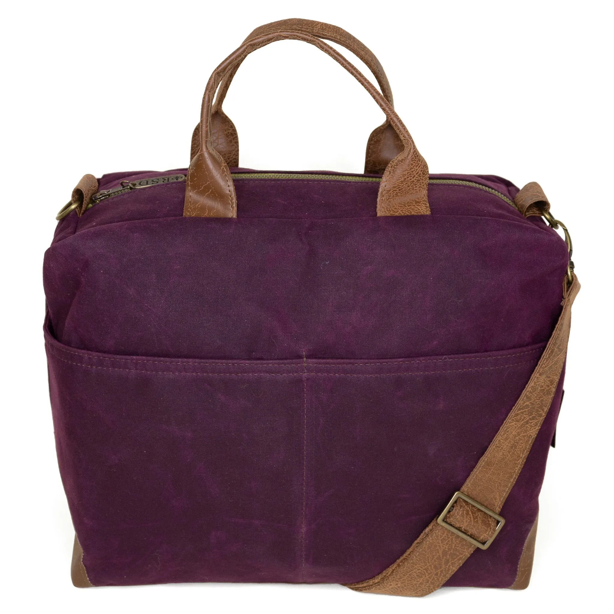 Large-capacity handbag Seasonal accessory Poppi Pro Premier Purse: Eggplant Waxed Canvas