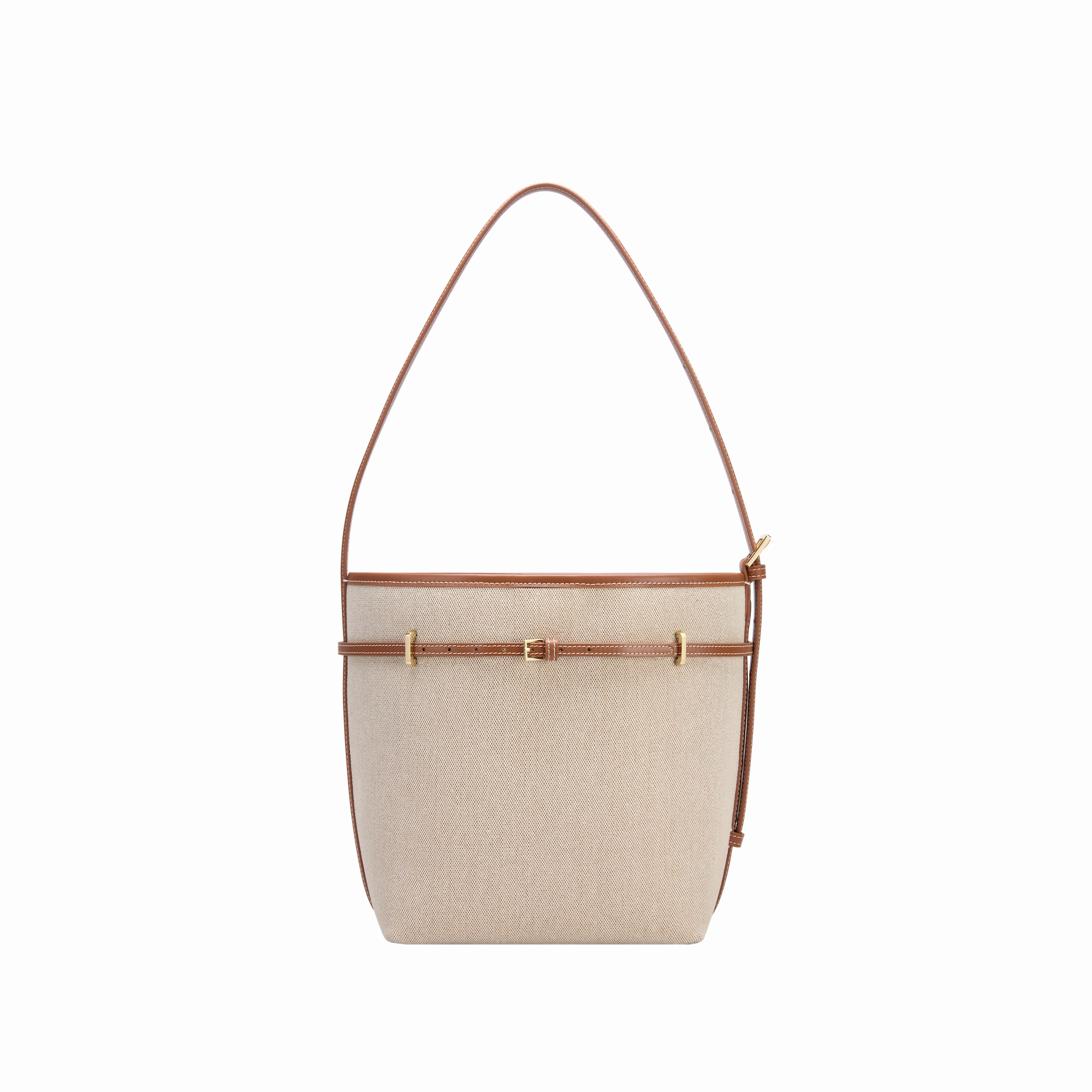 Small Caramel Canvas Belted Tote Bag (Final Sale) Modern Handbag Minimal Trend
