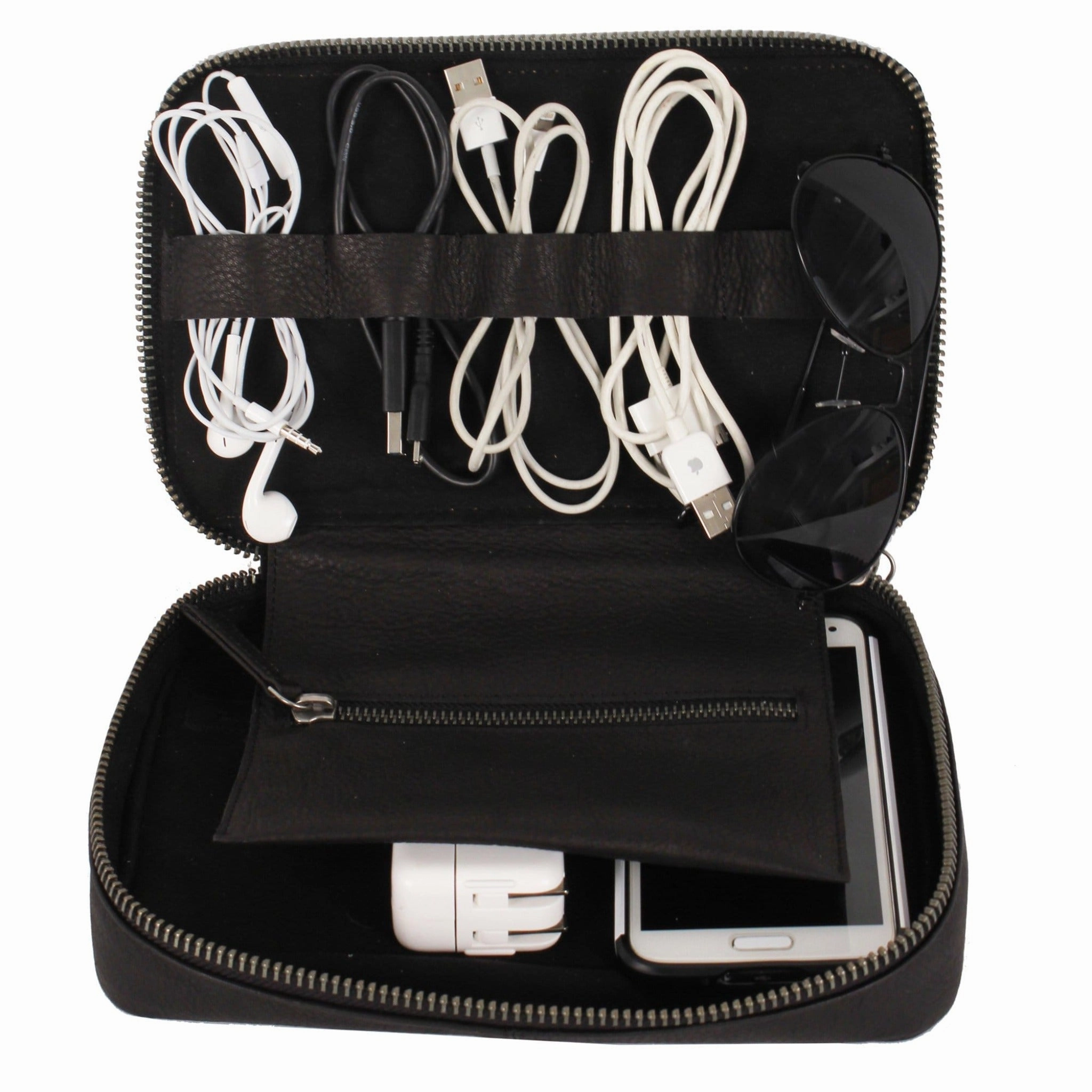 Stylish Companion Leather Tech Travel Kit- Md