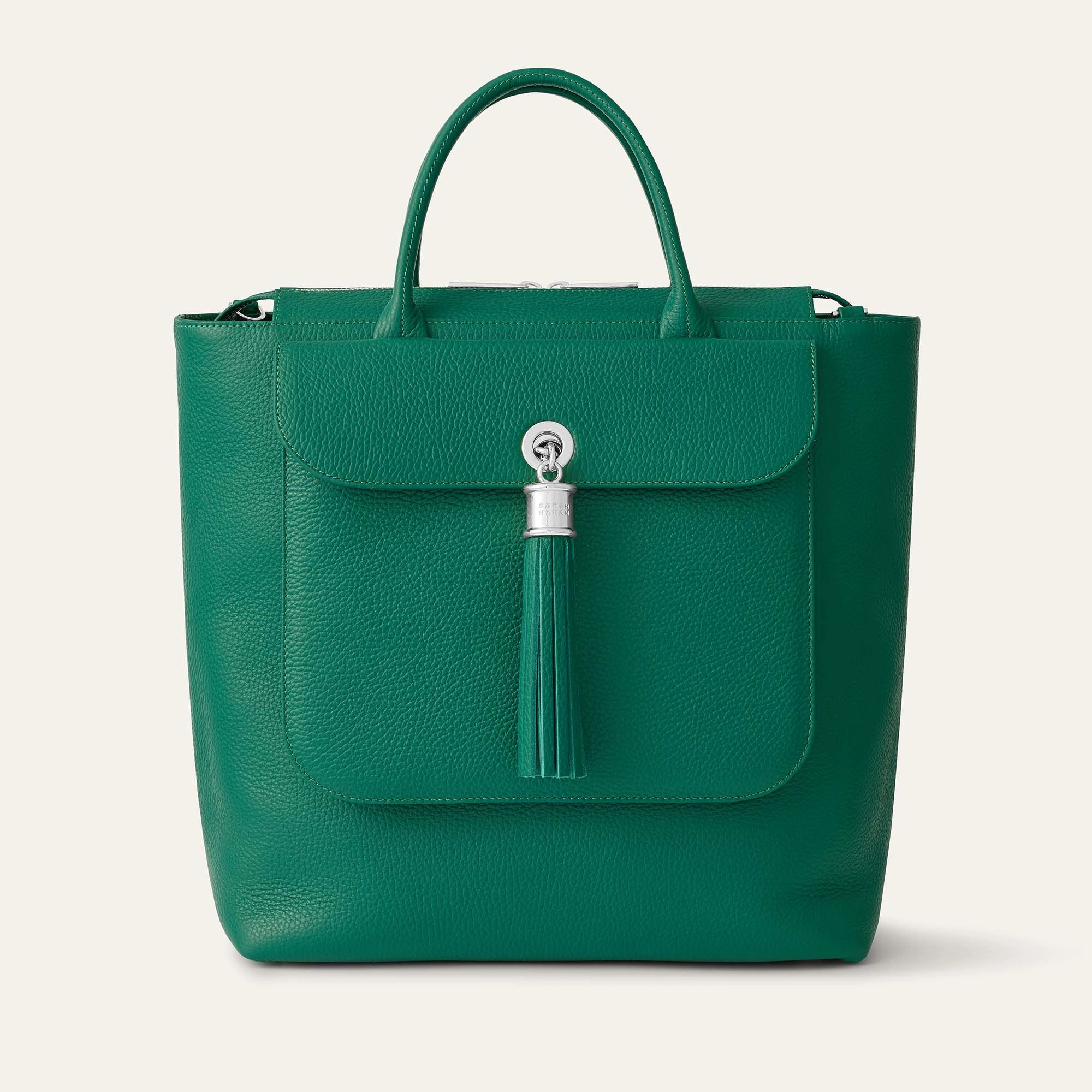 Poppy Backpack | Evergreen with Silver hardware Smart Utility
