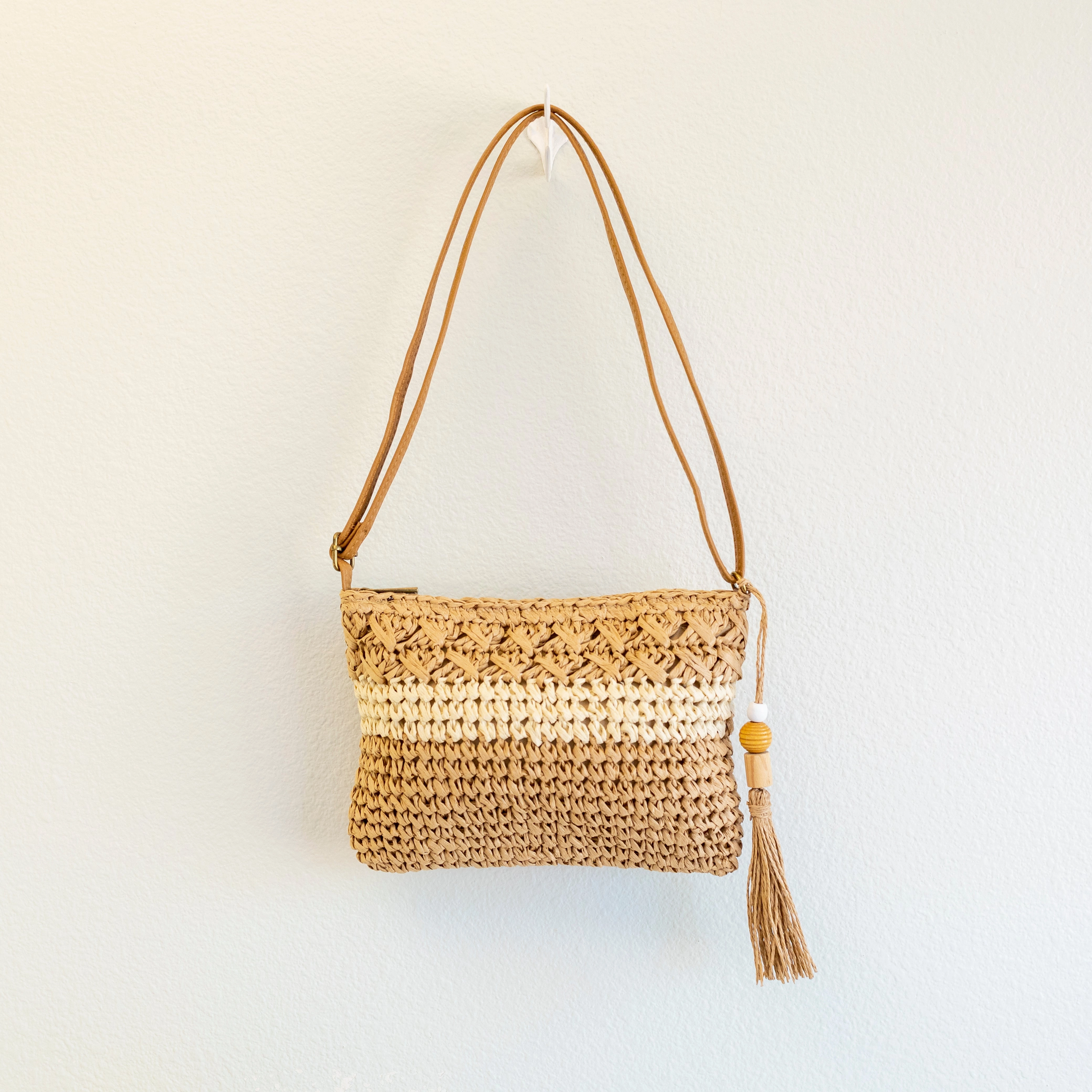 Weekend Style Fashion Accessory Elena Handbags Straw Woven Crossbody Bag