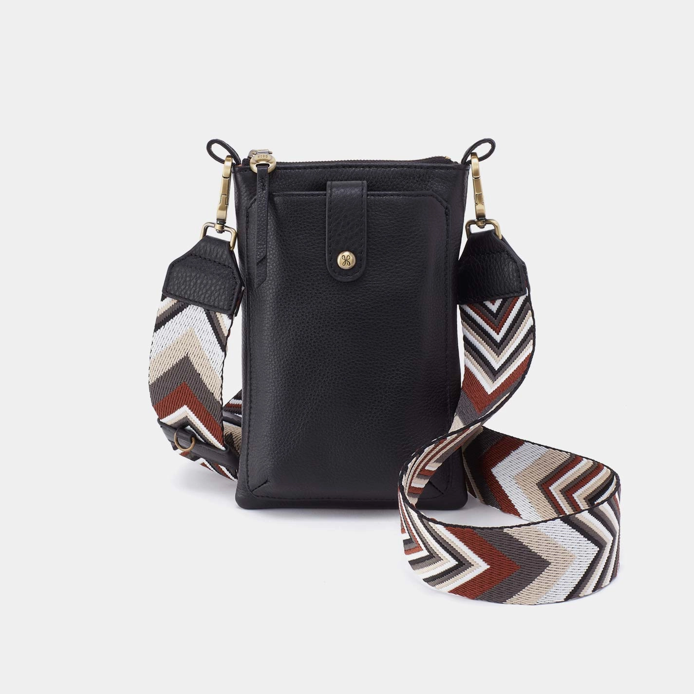 Cass Phone Crossbody in Pebbled Leather - Black Practical features that help keep your items safe and secure