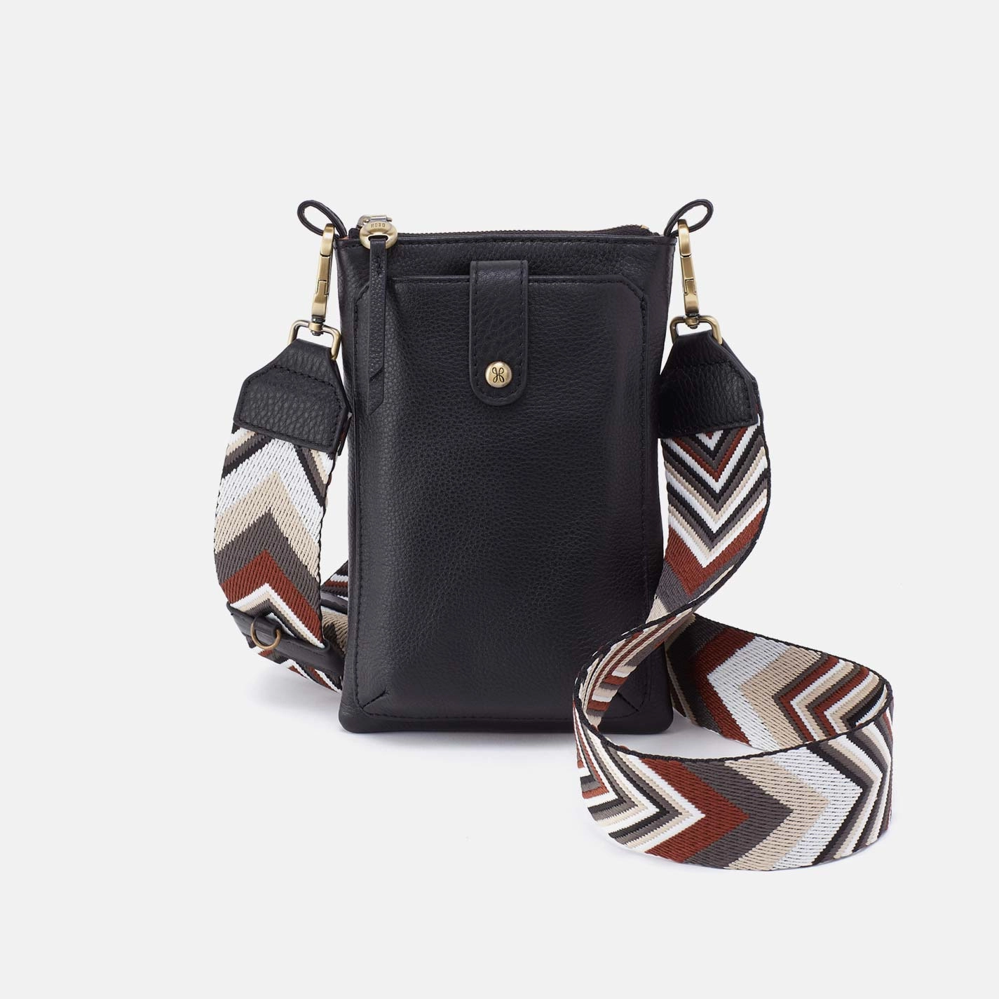Cass Phone Crossbody in Pebbled Leather - Black Versatile Function