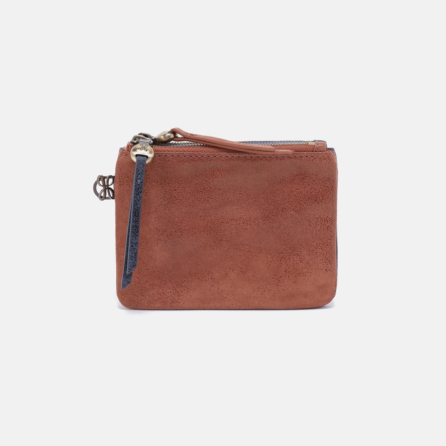 Double Zip Coin Pouch in Buffed Leather - Burnished Saddle Stylish Practicality Travel Performance