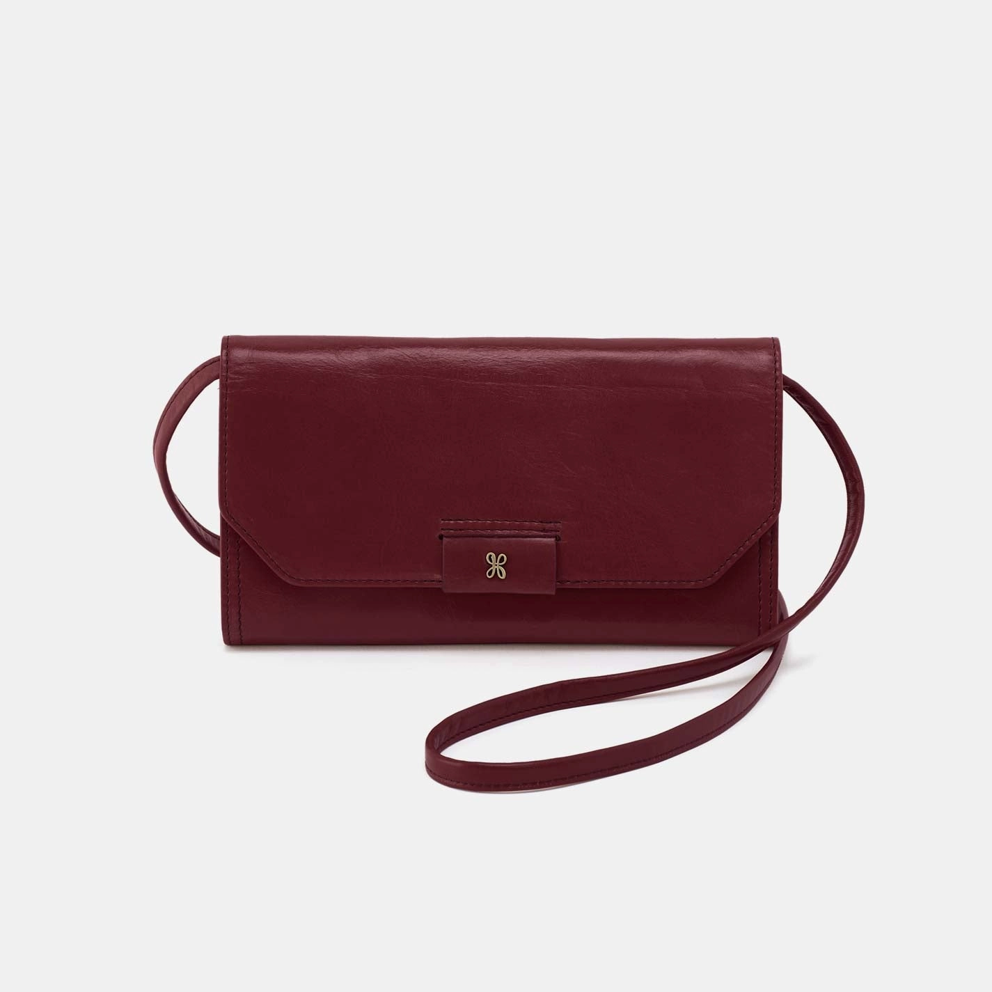 Portable Comfort Romy Wallet Crossbody in Polished Leather - Saddleberry