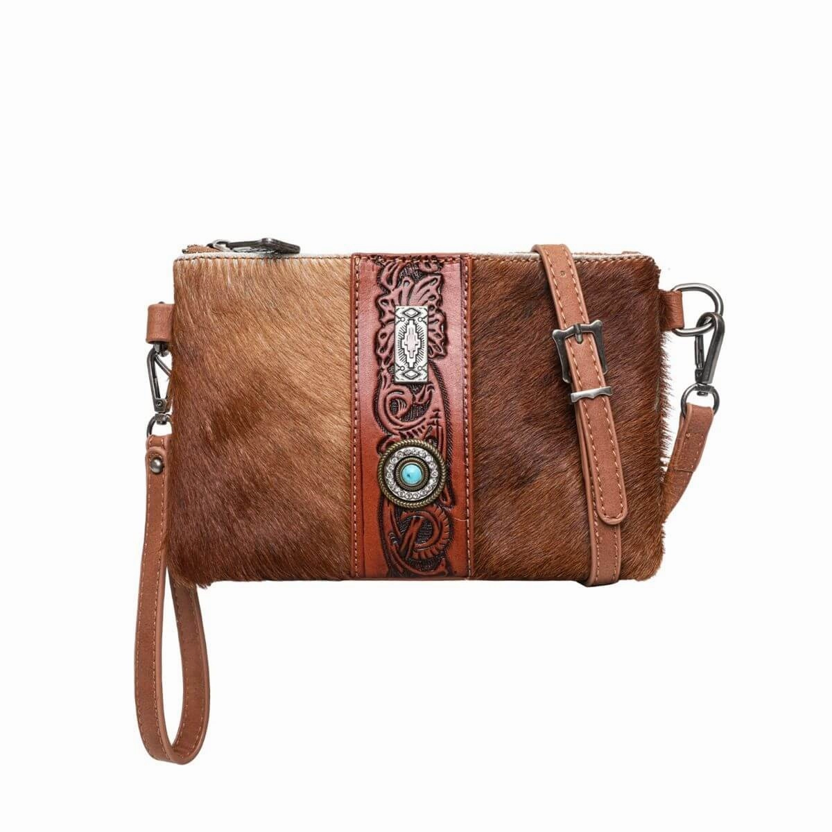 Trinity Ranch Hair On Cowhide Brown Color Crossbody Fashion Statement