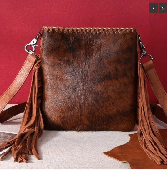Trinity Ranch Hair-On Cowhide Fringe Concealed Carry Crossbody Bag Simple Function