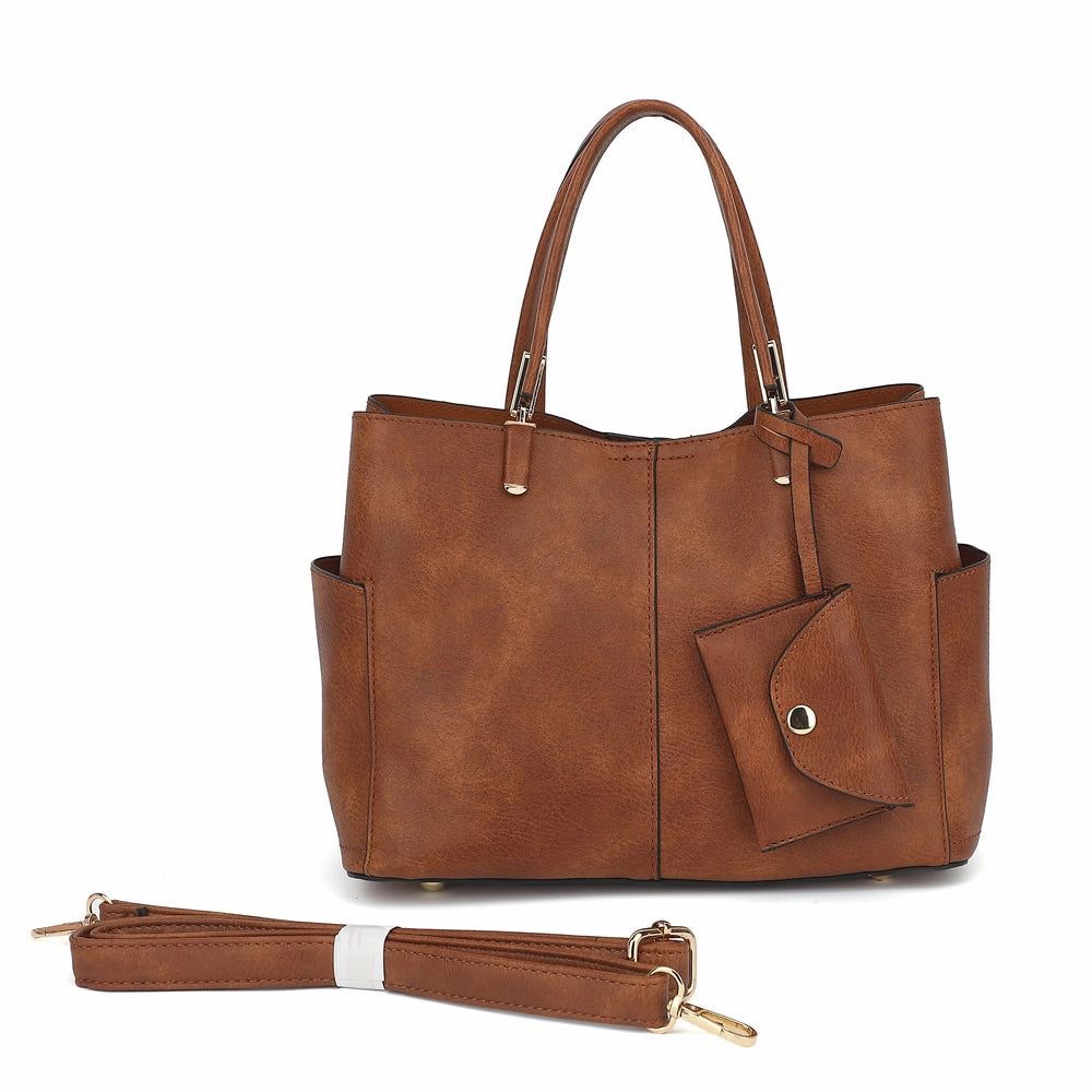 Modern Adventure Chic Accessory Triple Compartment Satchel with Crossbody Strap 1894N