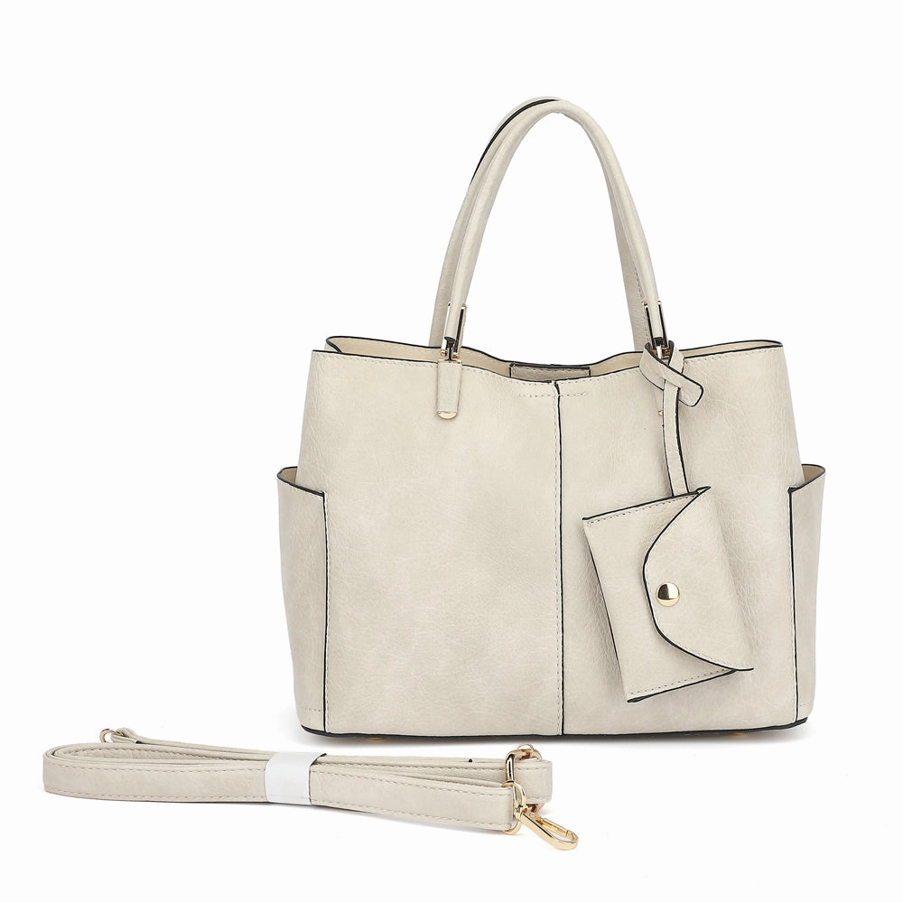 Triple Compartment Satchel with Crossbody Strap 1894N Refined Look City Adventure