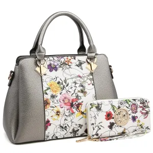 Two-Tone Satchel with Matching Wallet Fashion Icon City Essential