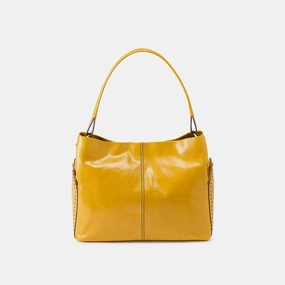 Seneca Shoulder Bag In Polished Leather - Sun Glow Adventure Outfit Sport Adventure