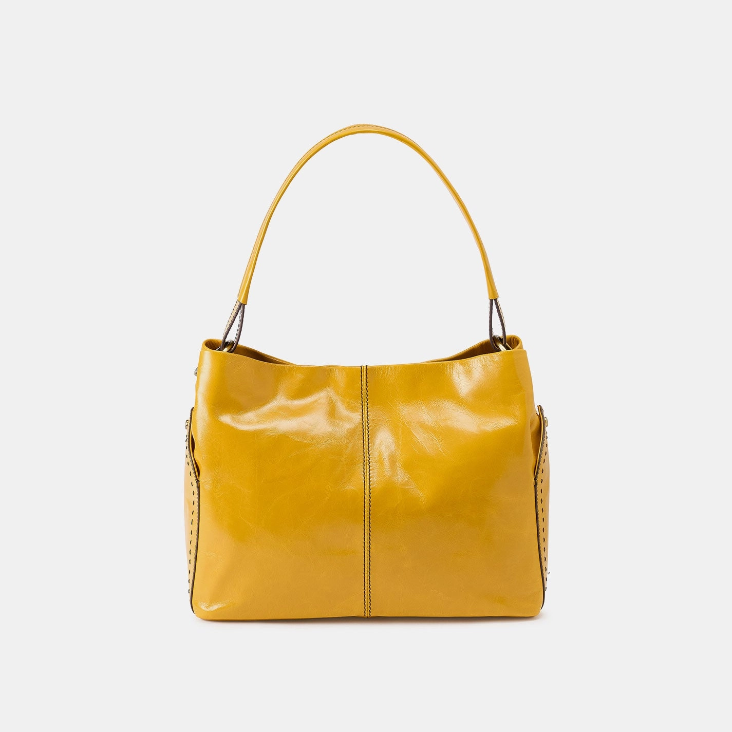 Seneca Shoulder Bag In Polished Leather - Sun Glow Smart Carry