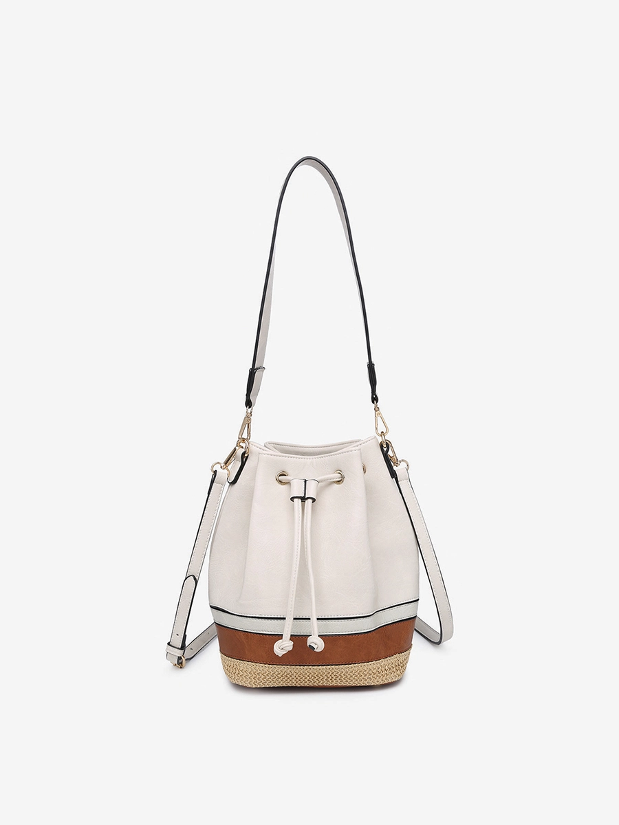 Luxury Finish Classy Accent Darcy Vegan Tri-Color Bucket Bag