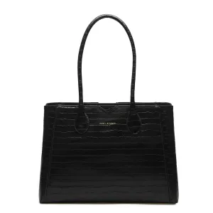 Daily Essential Honor?? Cloe croco black calfskin leather handbag