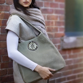 Travel Organizer Street Utility Paige Hobo - Celedon Green Suede - Available for Pre-Order