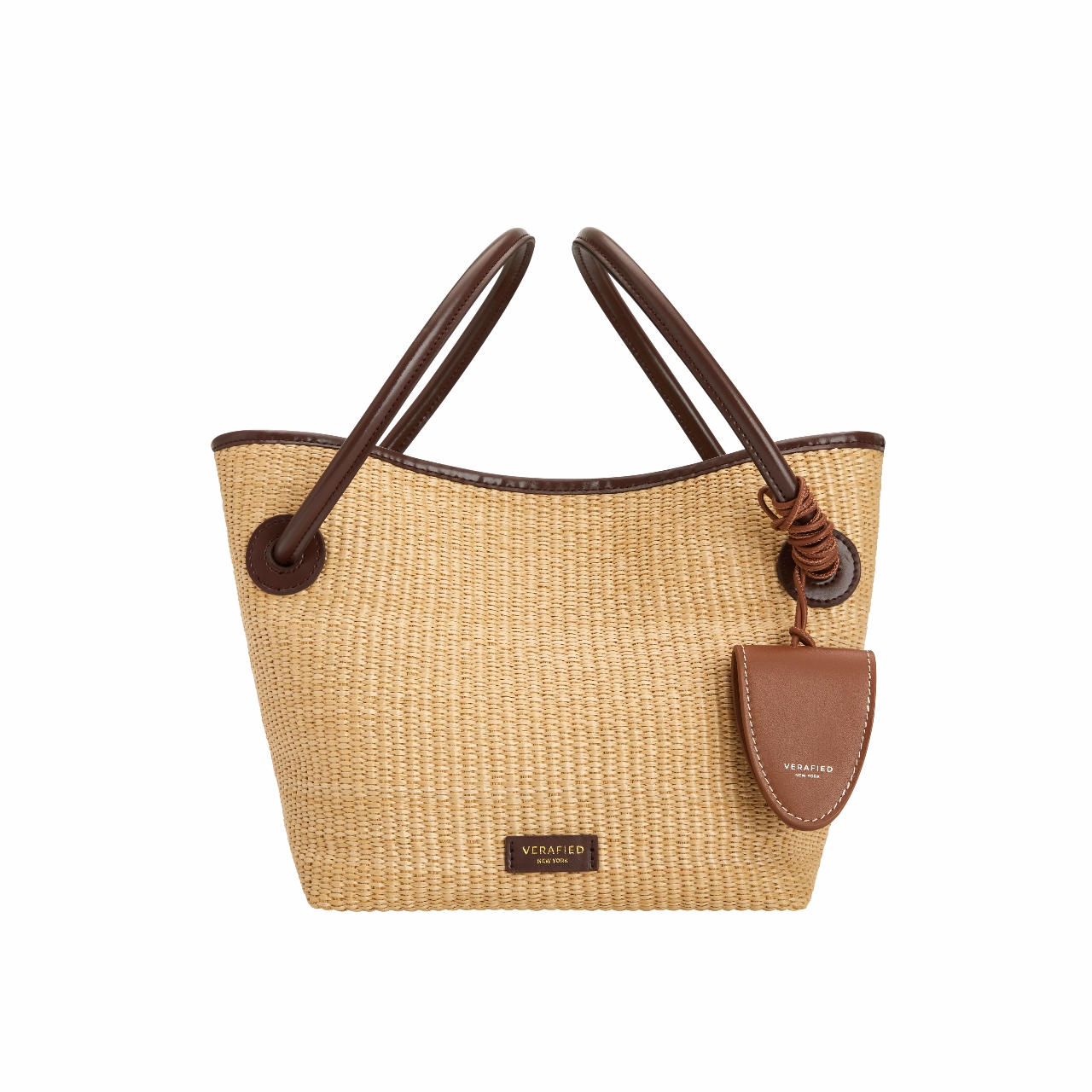Stylish Option Leather-trimmed Raffia Bucket Bag (Final Sale)