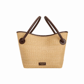 Leather-trimmed Raffia Bucket Bag (Final Sale) Modern Organizer