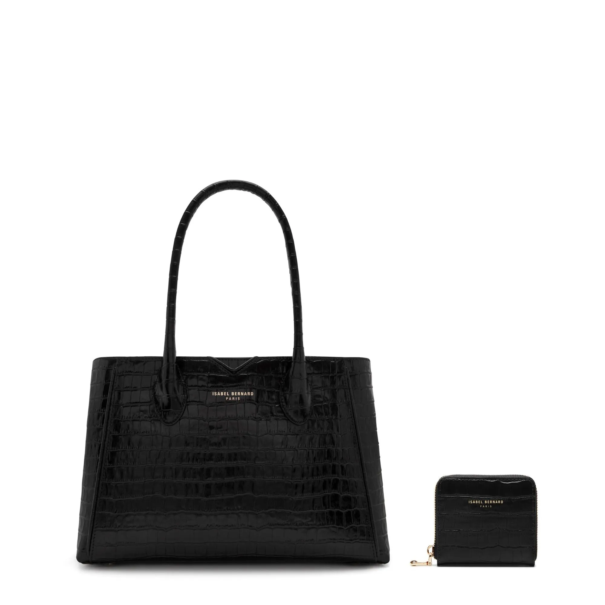 Cadeau d'Isabel croco black calfskin leather handbag and wallet set Casual Fashion
