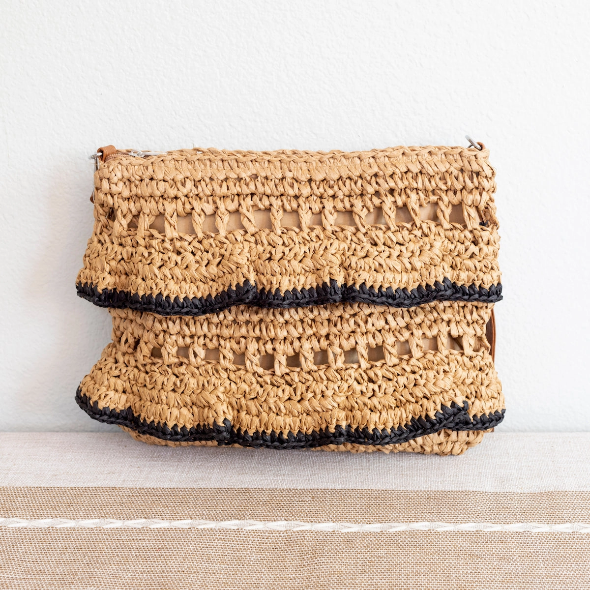 Elena Handbags Straw Woven Summer Crossbody Purse Contemporary Look