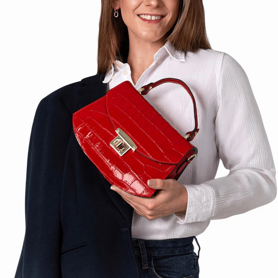 Work Necessity Croc-Embossed Leather Handbag