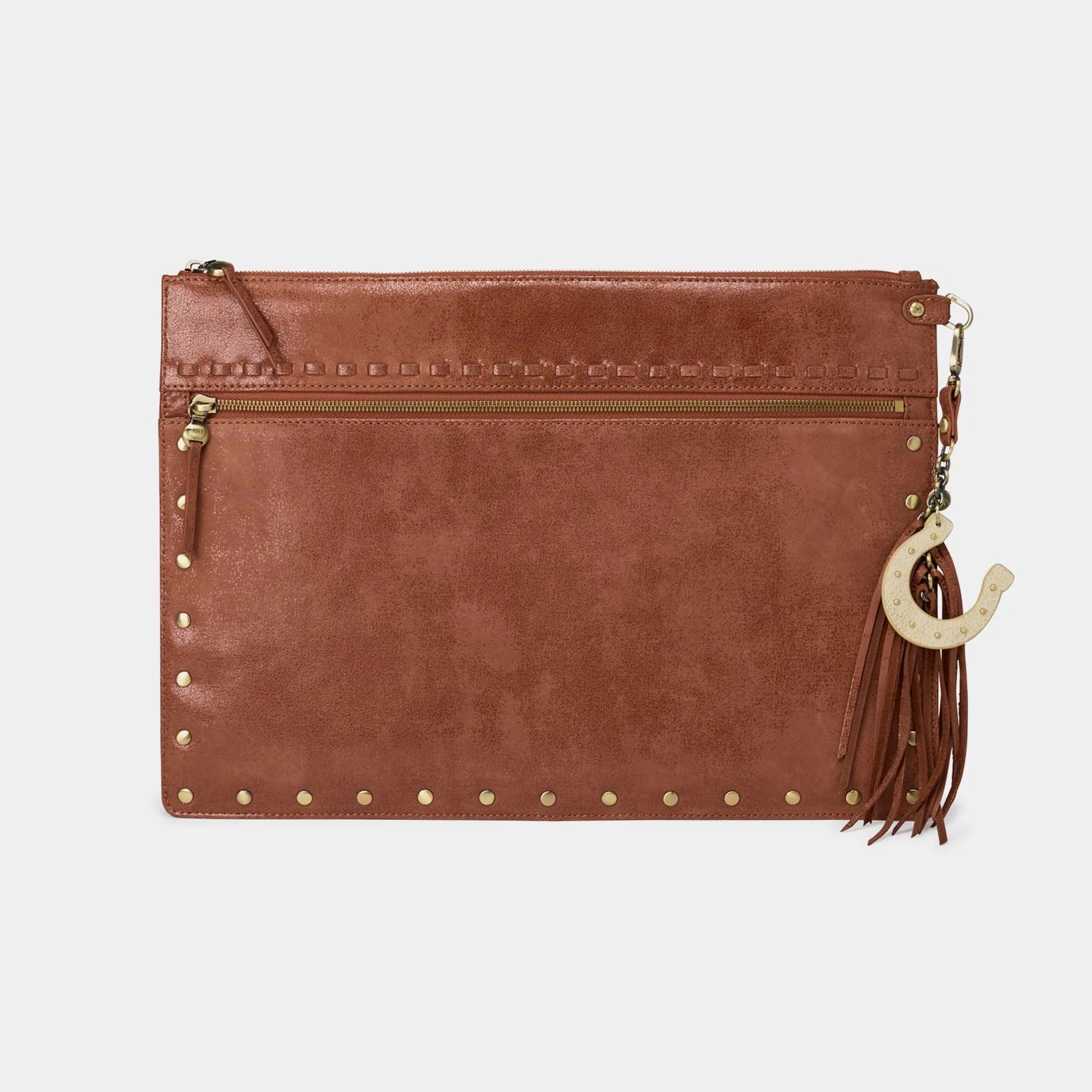 Travel Lifestyle Minimal Look Digital Nomad Large Sleeve in Buffed Leather - Burnished Saddle