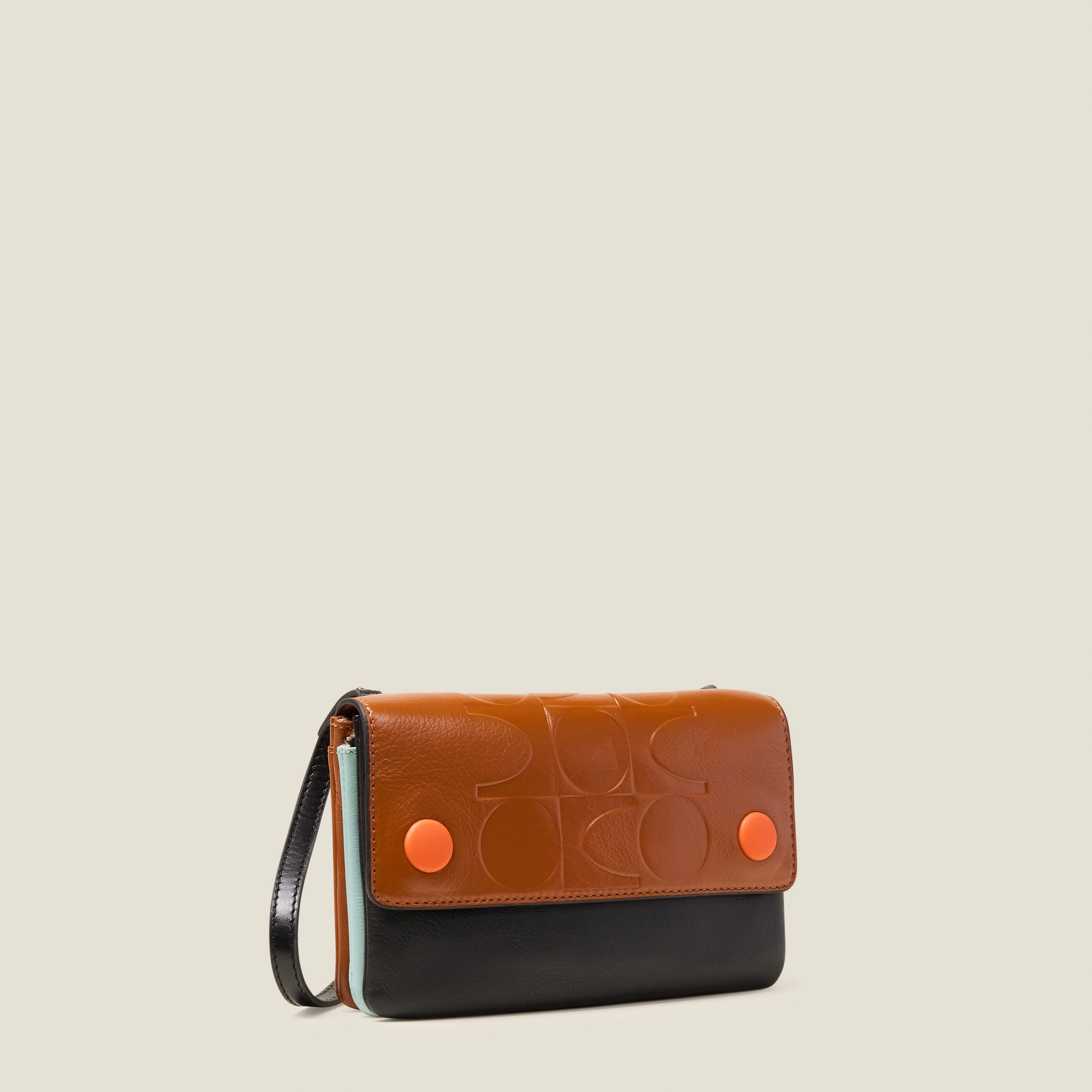 Flap Folio Leather Crossbody Bag - OK Colourblock Sienna City Style