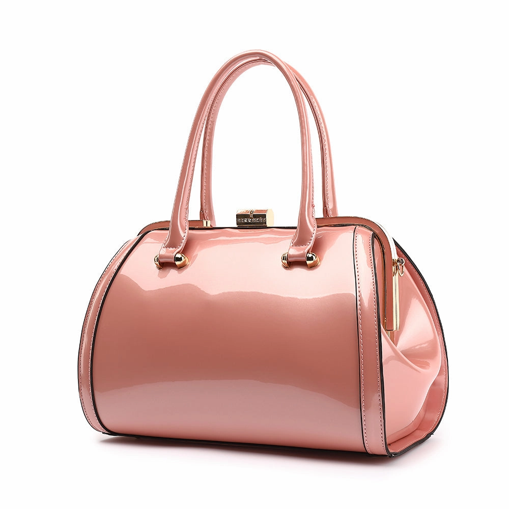 Patent Leather Double Handle Frame Satchel 1691 On The Go Lightweight Material